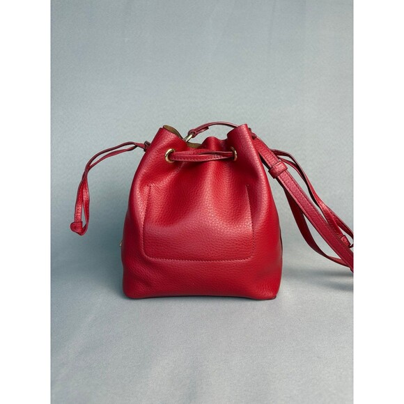 Coach Purse Derby Crossbody Bag Red Pebbled Leather Drawstring Bucket Sold Out! - Picture 2 of 12